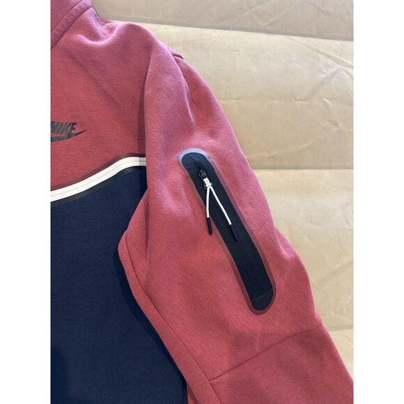 Nike Men’s Small Red Blue Tech Fleece Hoodie Full Zip Jacket - Picture 2 of 9